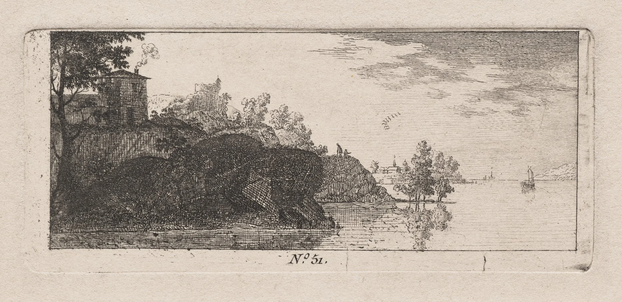 Cottage on a Rocky Promentory along a River, detail