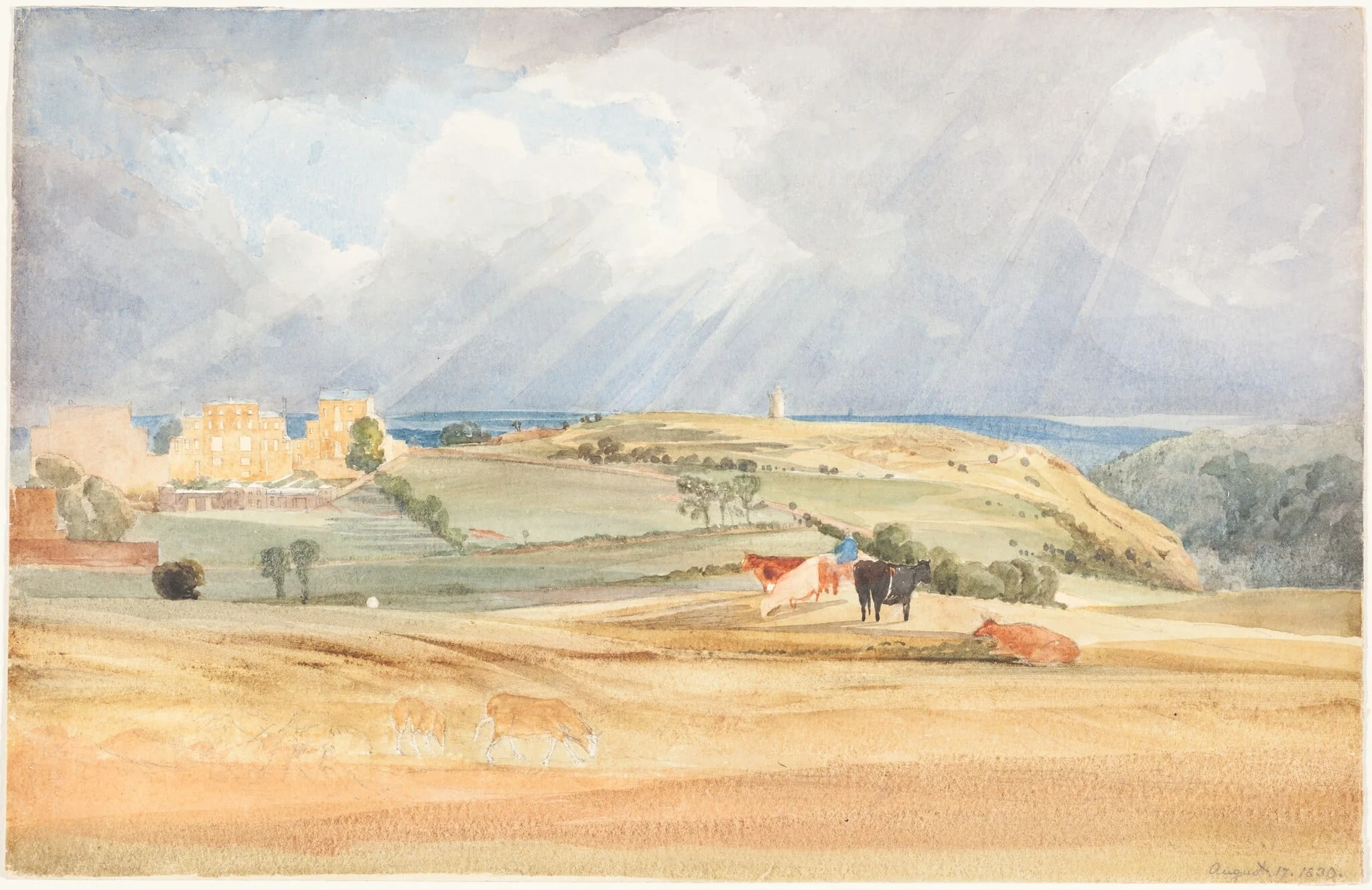 Landscape with Cattle (Somerset?), detail