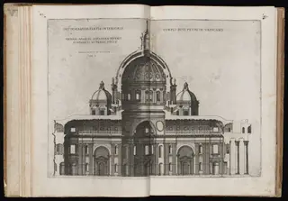 Orthographia Partis Interioris Templi Divi Petri [Interior View of Saint Peter's Basilica], by Étienne Dupérac, ink, 1544