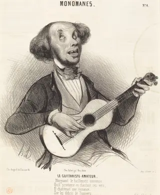 Le Guitariste-Amateur, by Honoré Daumier, ink, 1840