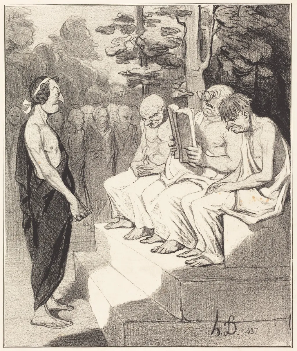 Télémaque interrogé par les sages, by Honoré Daumier, ink, 1842