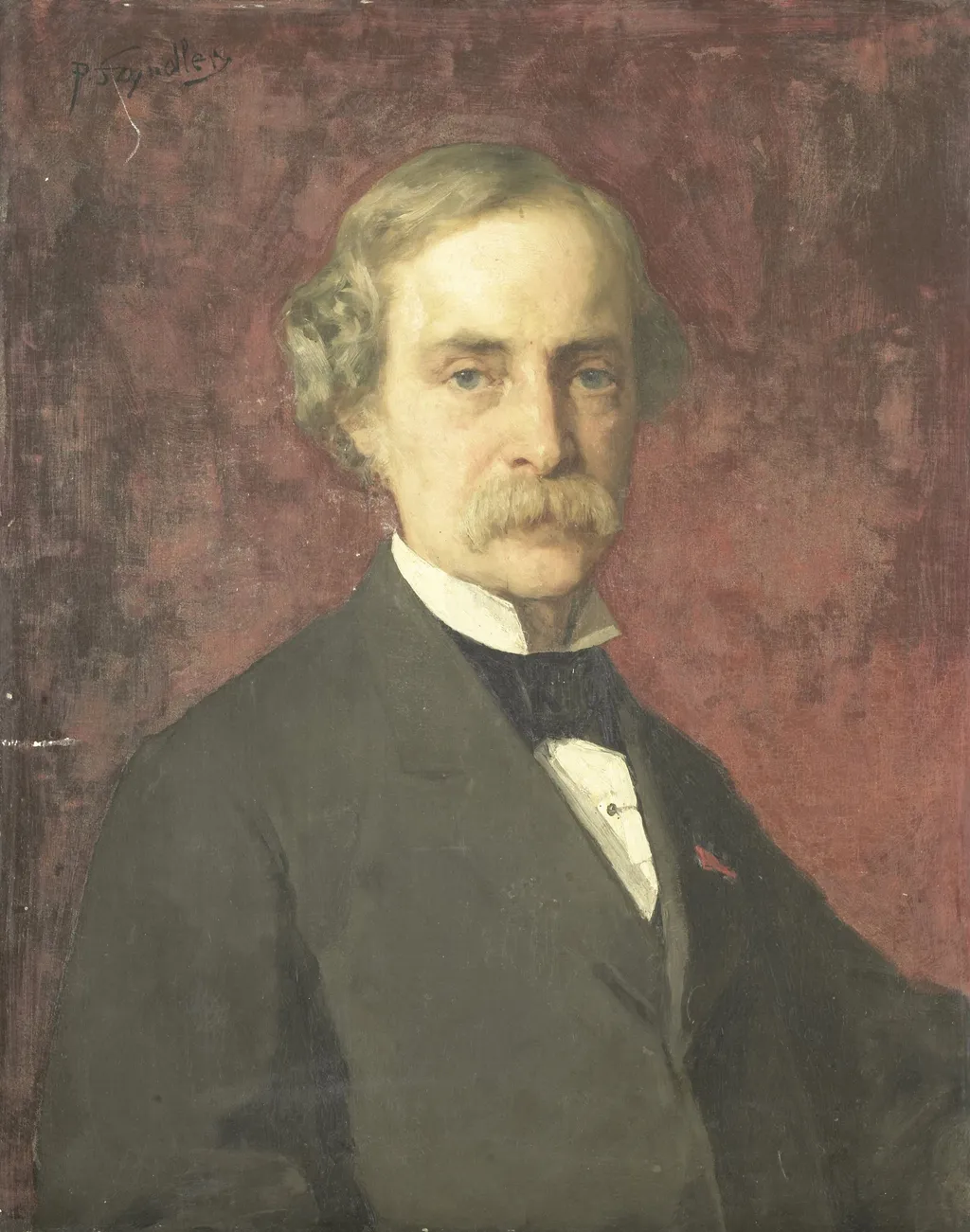 Johann Wilhelm Kaiser (1813-1900). Graficus, directeur van de Graveerschool en van het Rijksmuseum, by Pantaleon Szyndler, oil, 1894