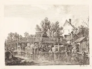 Der kleine Isarsteg, by Johann Georg von Dillis, ink, 1806