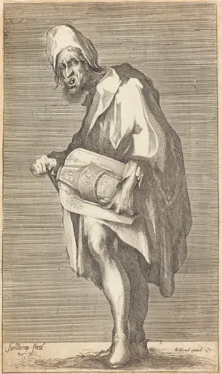 The Blind Hurdy Gurdy Player, by Jacques Bellange, ink, 1605