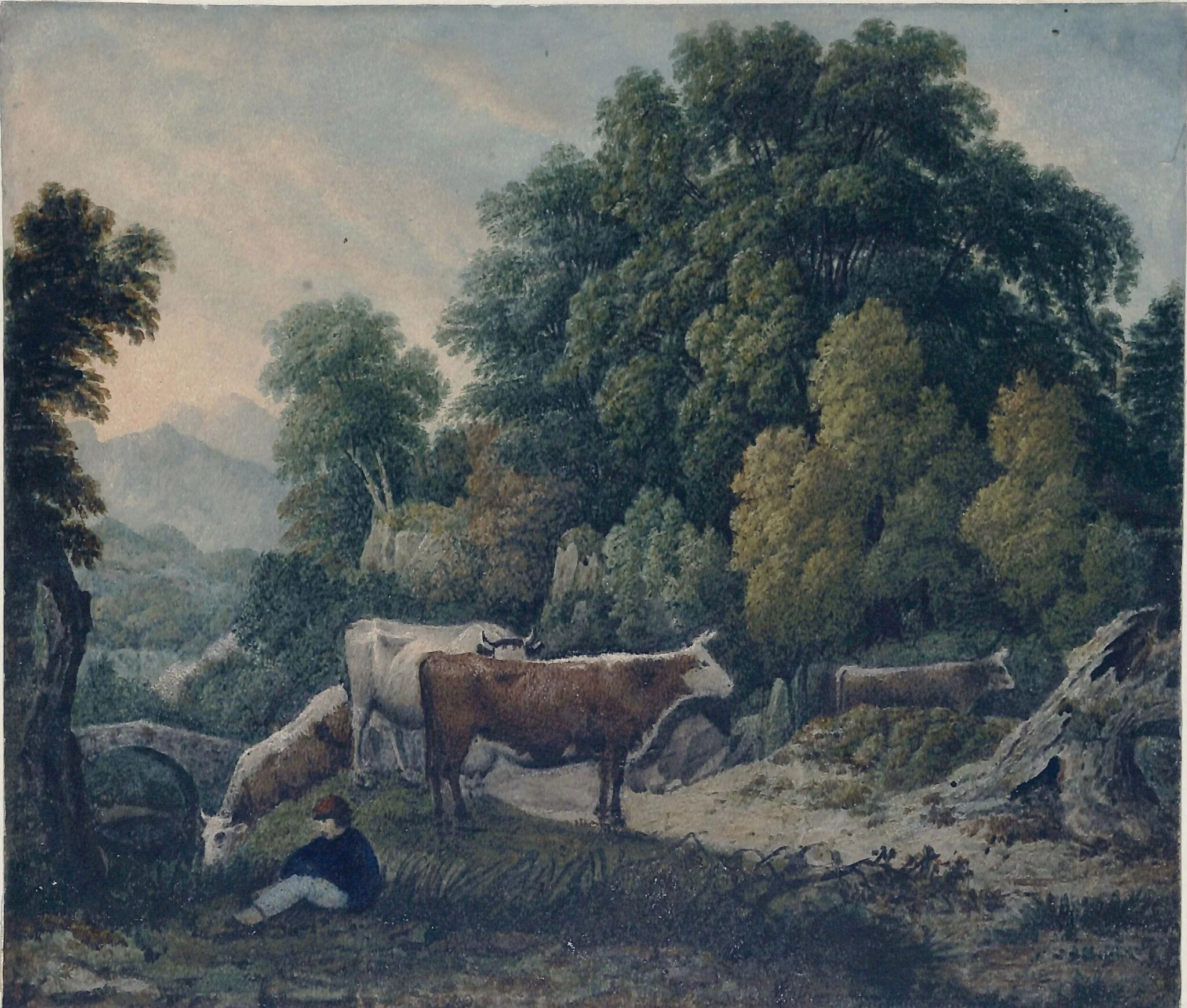 Trees and cattle, detail
