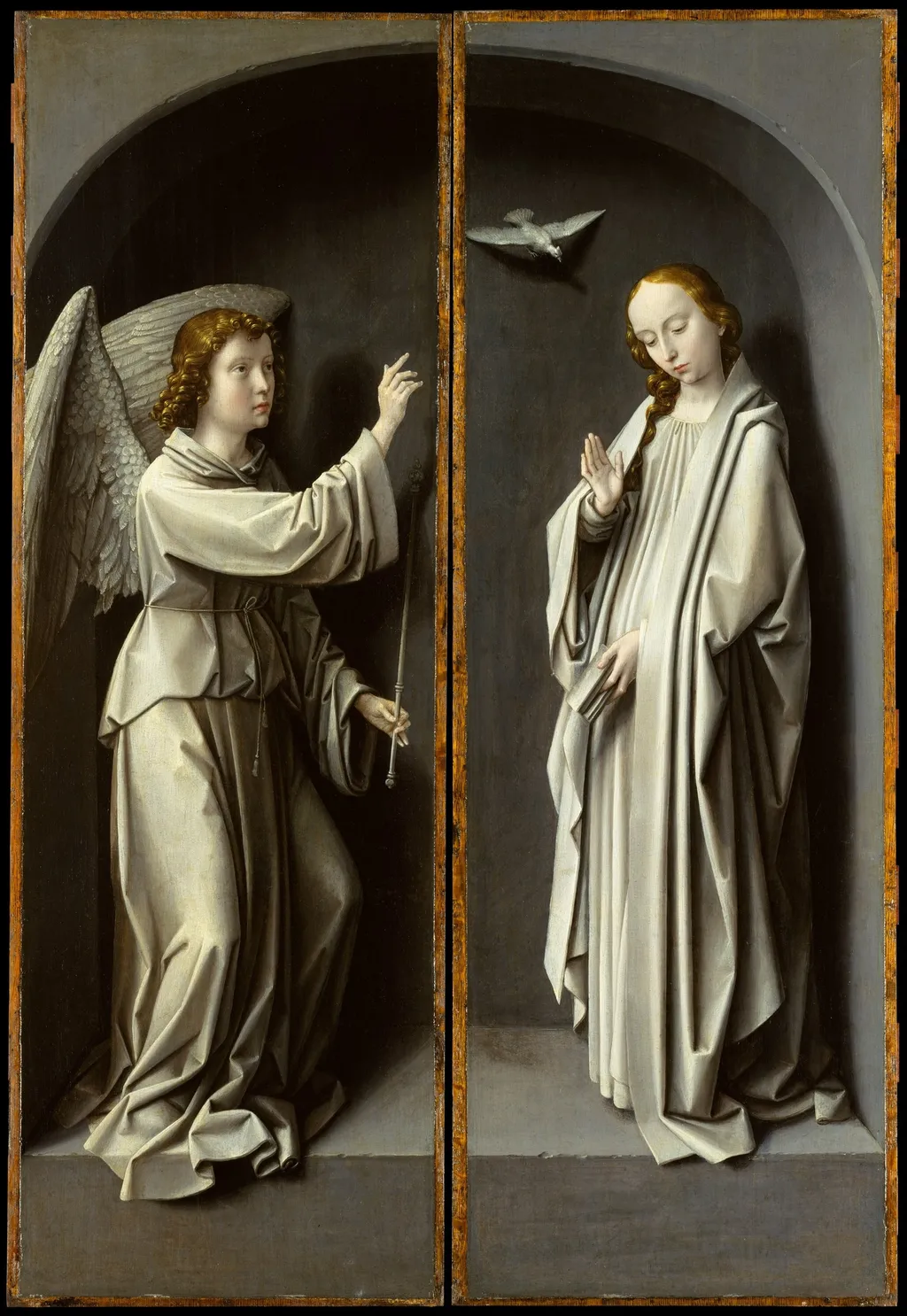 Archangel Gabriel; The Virgin Annunciate, by Gerard David, oil, 1510