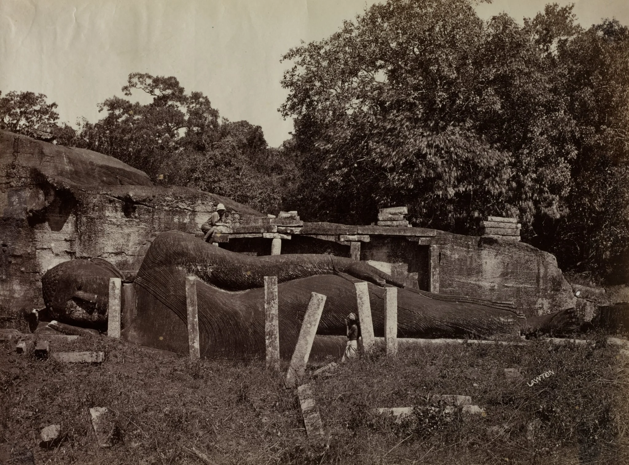 The Paranirvana of Buddha, Gal Vihara, Polonnaruva, Ceylon, detail