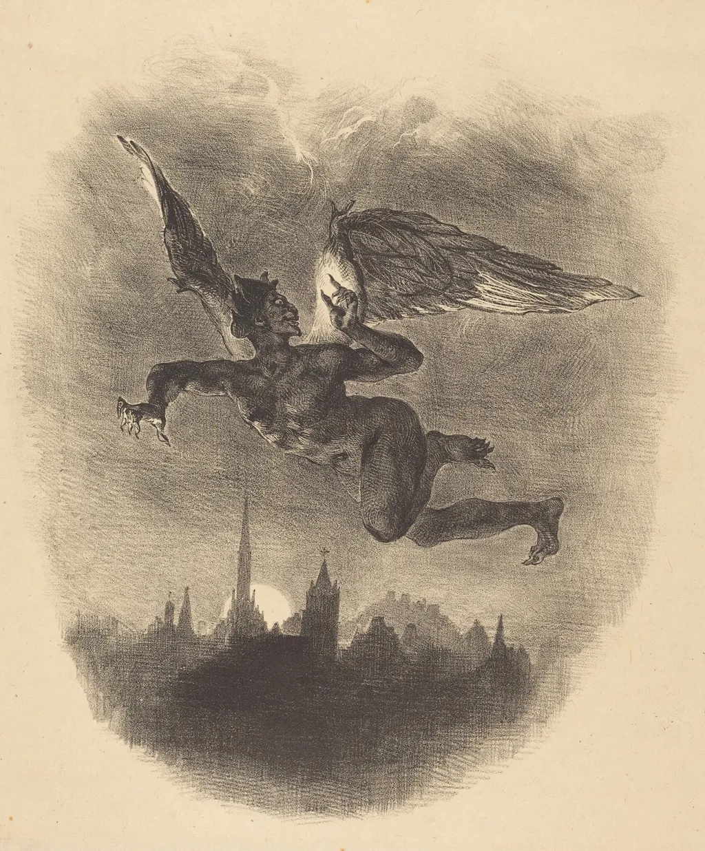 Mephistopheles in the Air, by Eugène Delacroix, ink, 1828