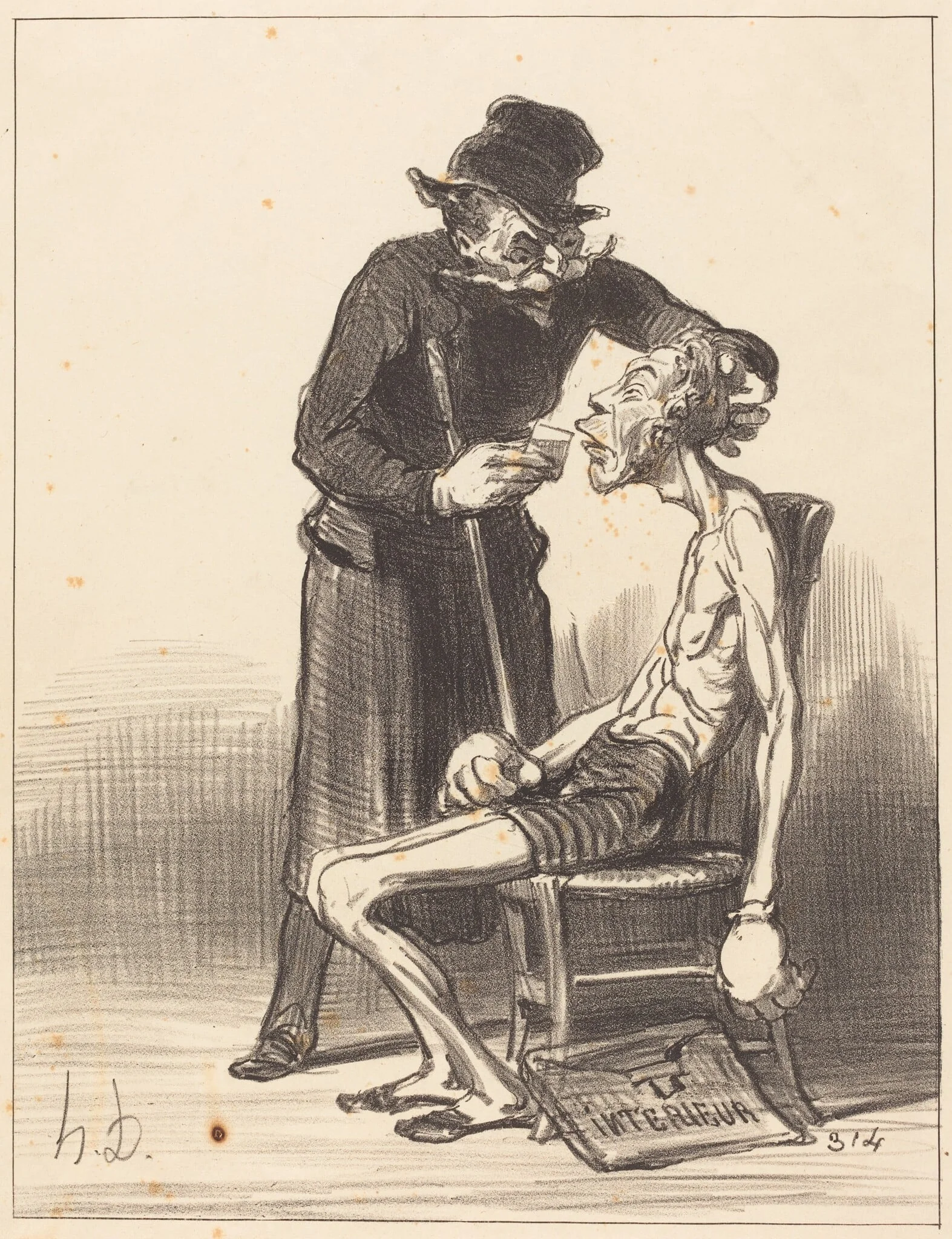 Un Lutteur malheureux, detail
