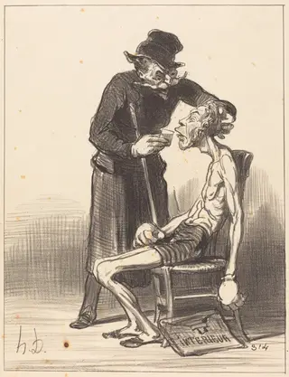 Un Lutteur malheureux, by Honoré Daumier, ink, 1851