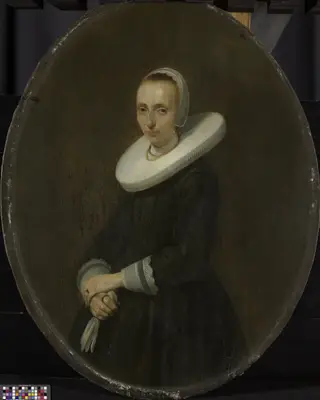 Portrait of Johanna Bardoel (d after 1667), wife of Gerard van der Schalcke, by Gerard ter Borch, oil, 1644