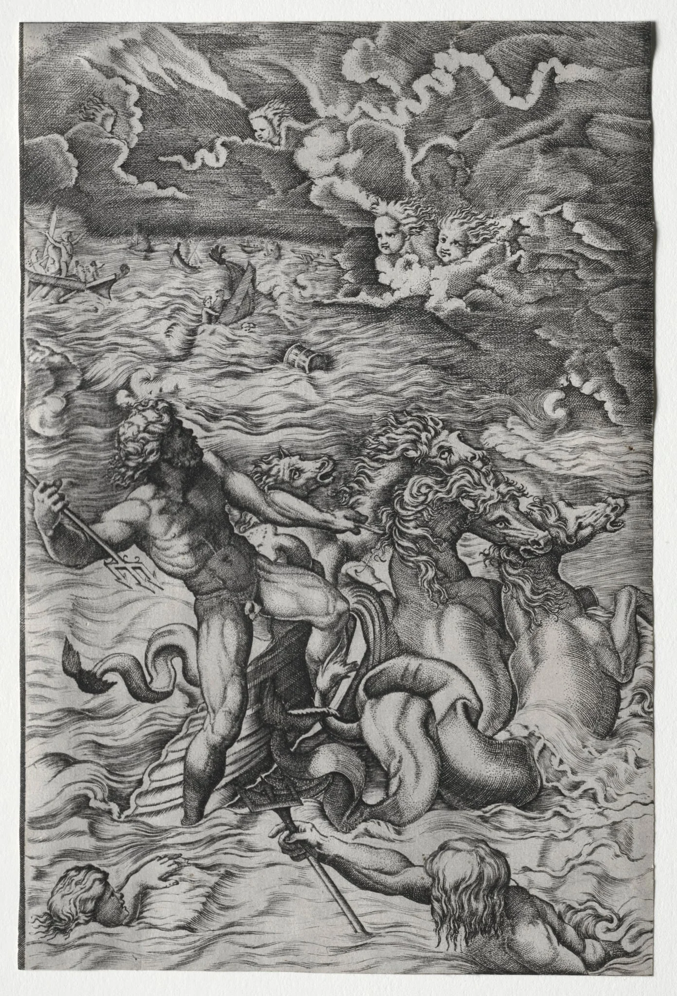 Neptune Calming the Tempest That Aeolus Raised Against Aeneas's Fleet, detail