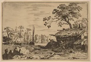 Ruinous Hut, by Allart van Everdingen, ink, 1650