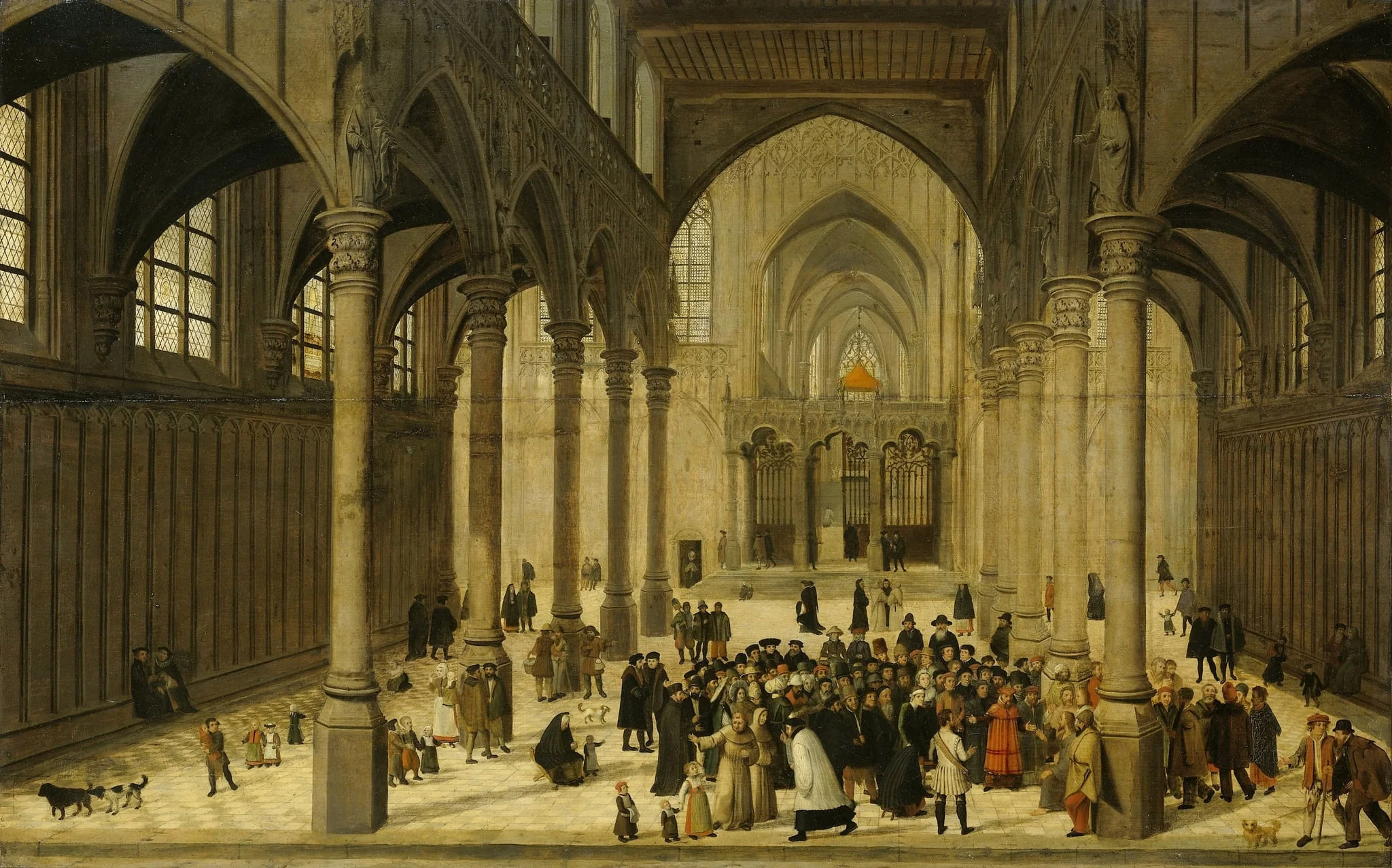 Church Interior with Christ Preaching to a Congregation, detail
