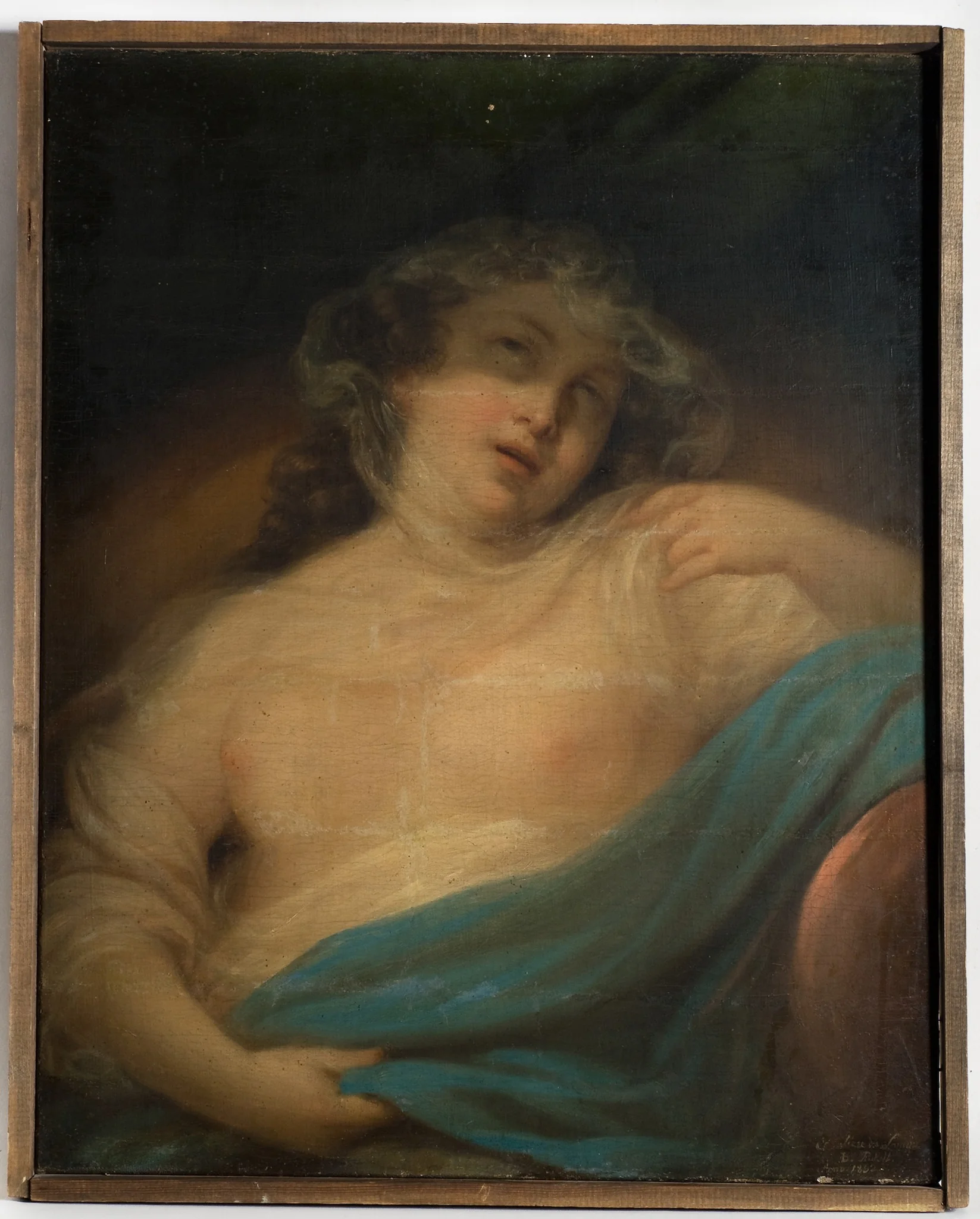 Portrait of a woman with a tilted head, detail