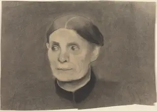 Portrait of a Woman, by Paula Modersohn-Becker, charcoal, 1898