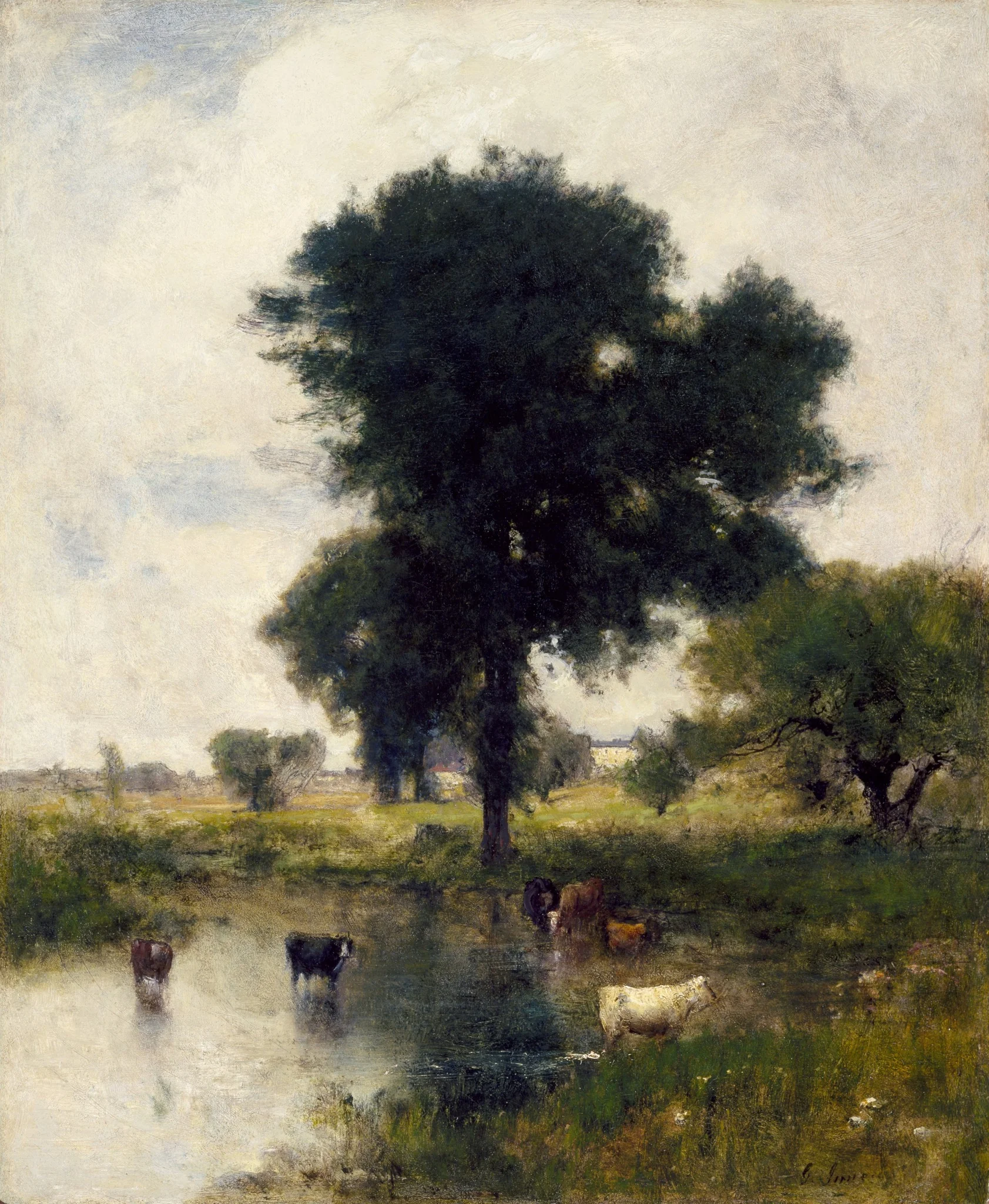 Cattle in Pool (A Summer Landscape), detail