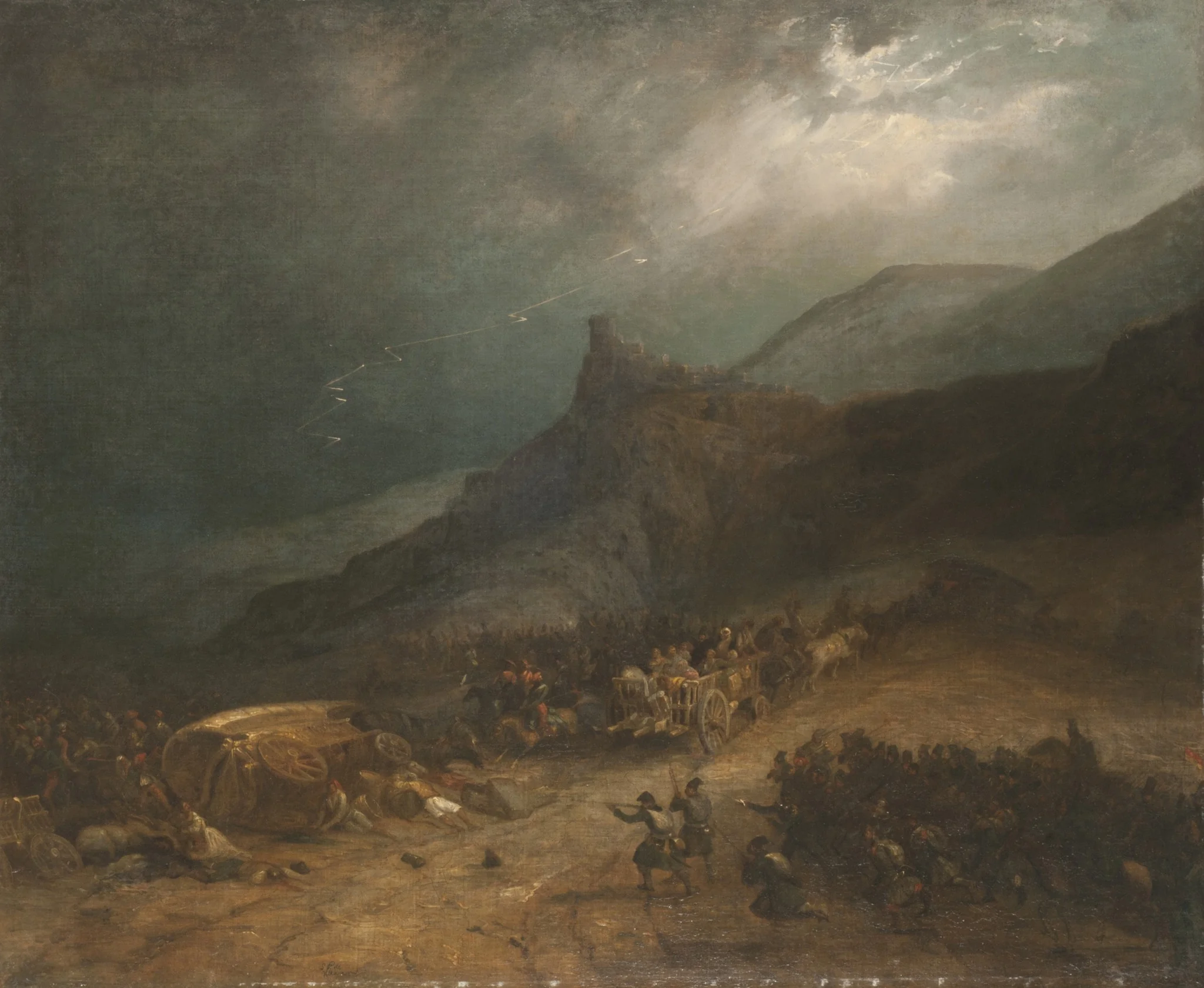 Ataque a un convoy carlista (La batalla de Arlabán), detail