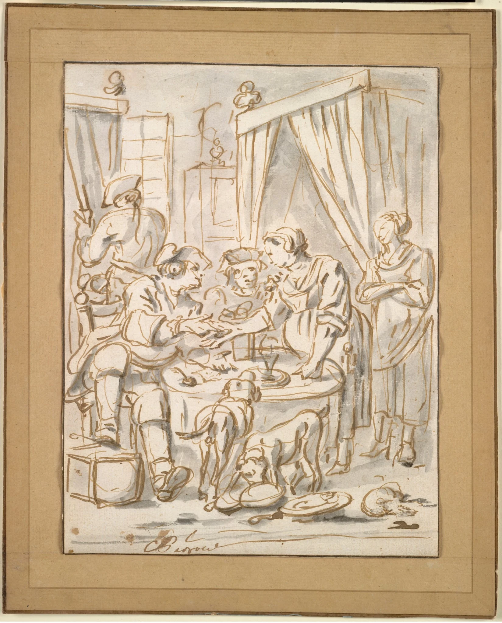 Interior Scene with Soldiers at a Table, detail