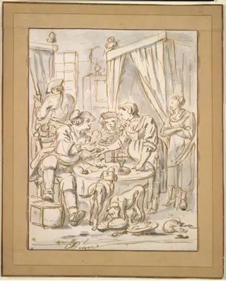 Interior Scene with Soldiers at a Table, by Charles Parrocel, 1735