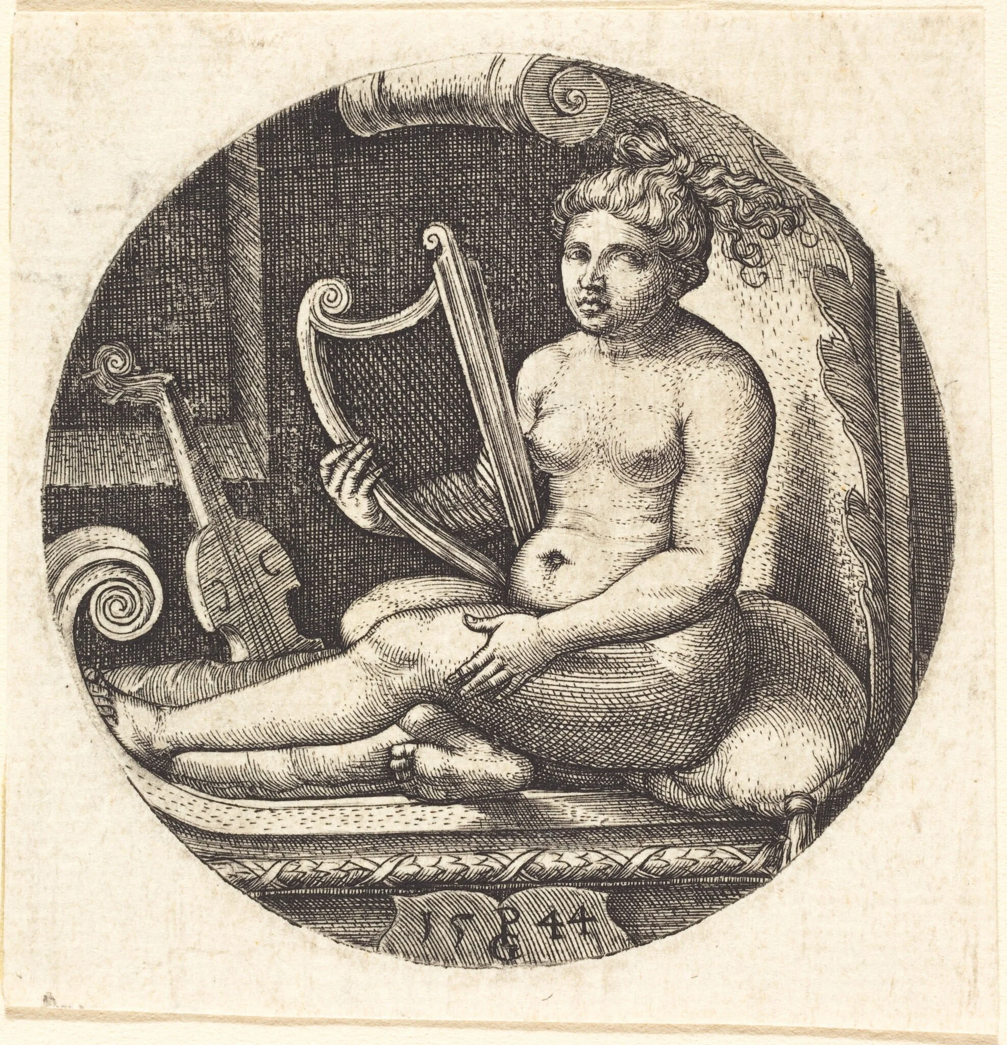 Woman with a Harp, detail