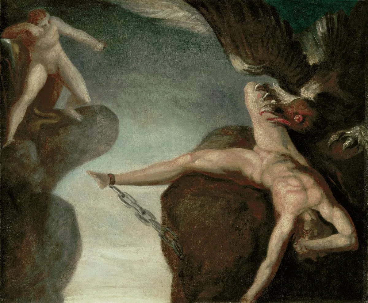 Herakles erlegt den Adler des Prometheus, detail