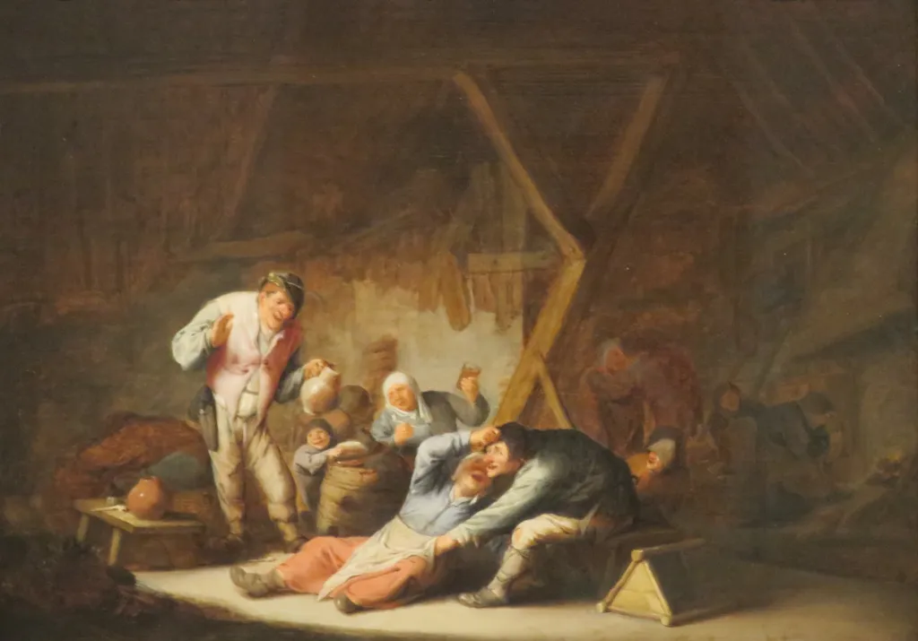 Carousing Peasants, by Adriaen van Ostade, oil, 1630