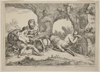 Chiron Teaching Music to Achilles, by Gaetano Zompini, ink, 1758