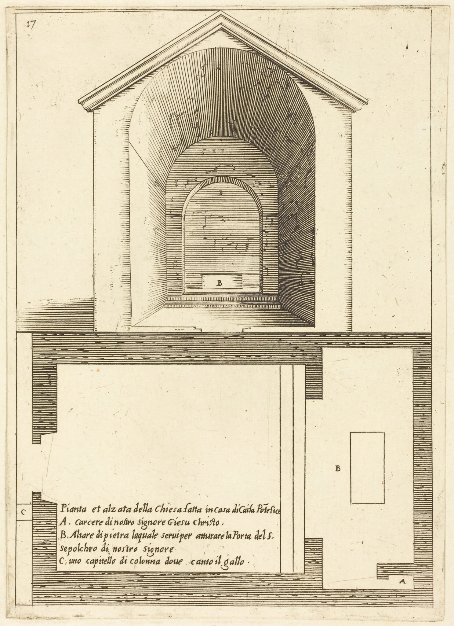 Plan and Elevation of the Church near the House of Caiaphas, detail