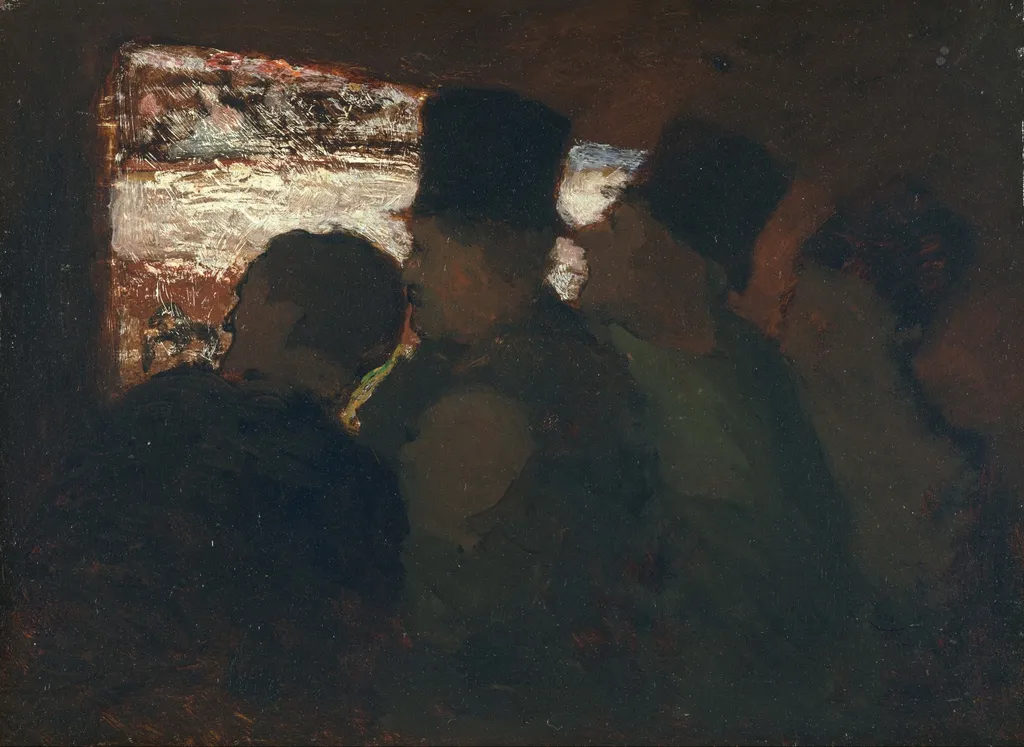 Theater Audience, by Honoré Daumier, oil, 1856