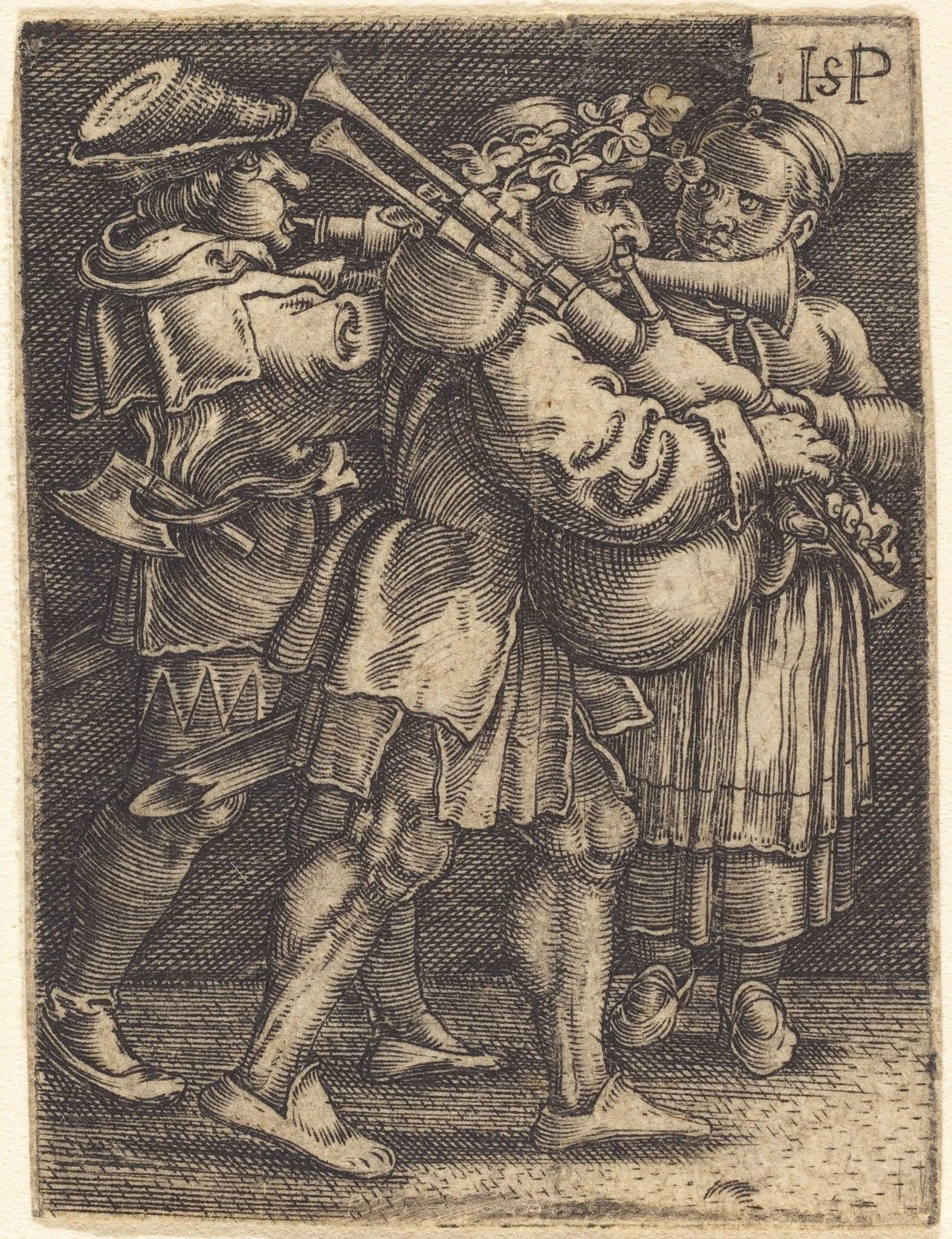 Two Street Players and a Girl, detail