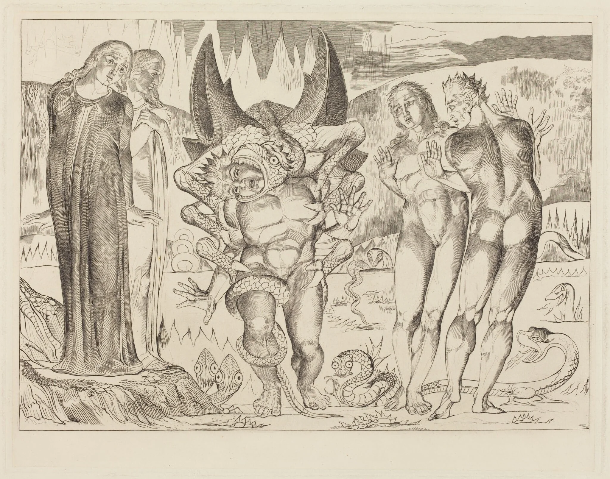The Circle of the Thieves; Agnolo Brunelleschi Attacked by a Six-Footed Serpent, detail