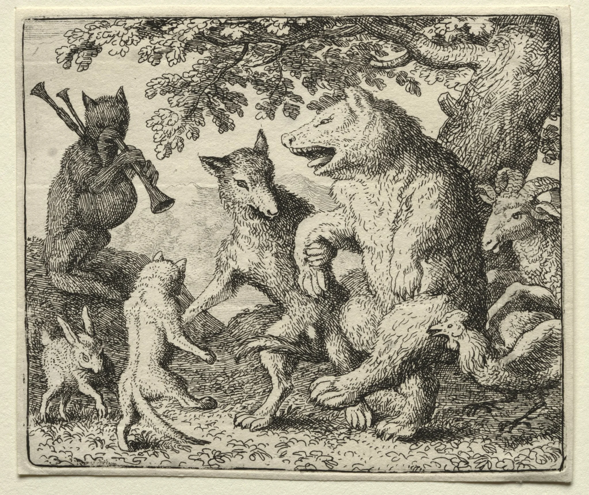 Reynard the Fox: The Wolf and the Bear Celebrate Their Freedom, detail