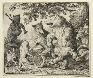 Reynard the Fox:  The Wolf and the Bear Celebrate Their Freedom, by Allart van Everdingen, 1662