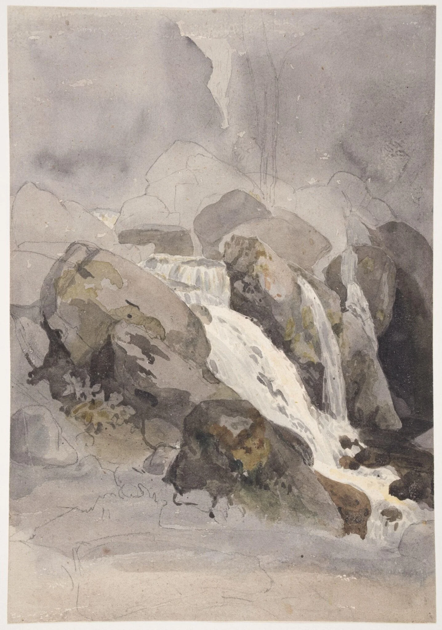Waterfall in Borrowdale, Cumberland, 1805., detail