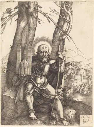 Saint Sebald, by Sebald Beham, ink, 1521