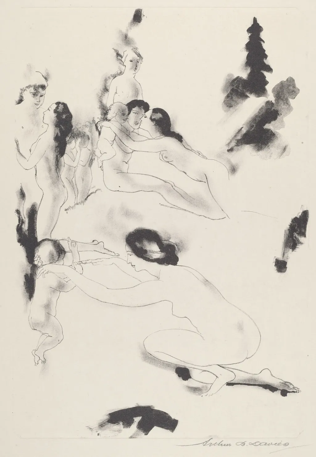 Orchard of Bounties, by Arthur B. Davies, ink, 1920