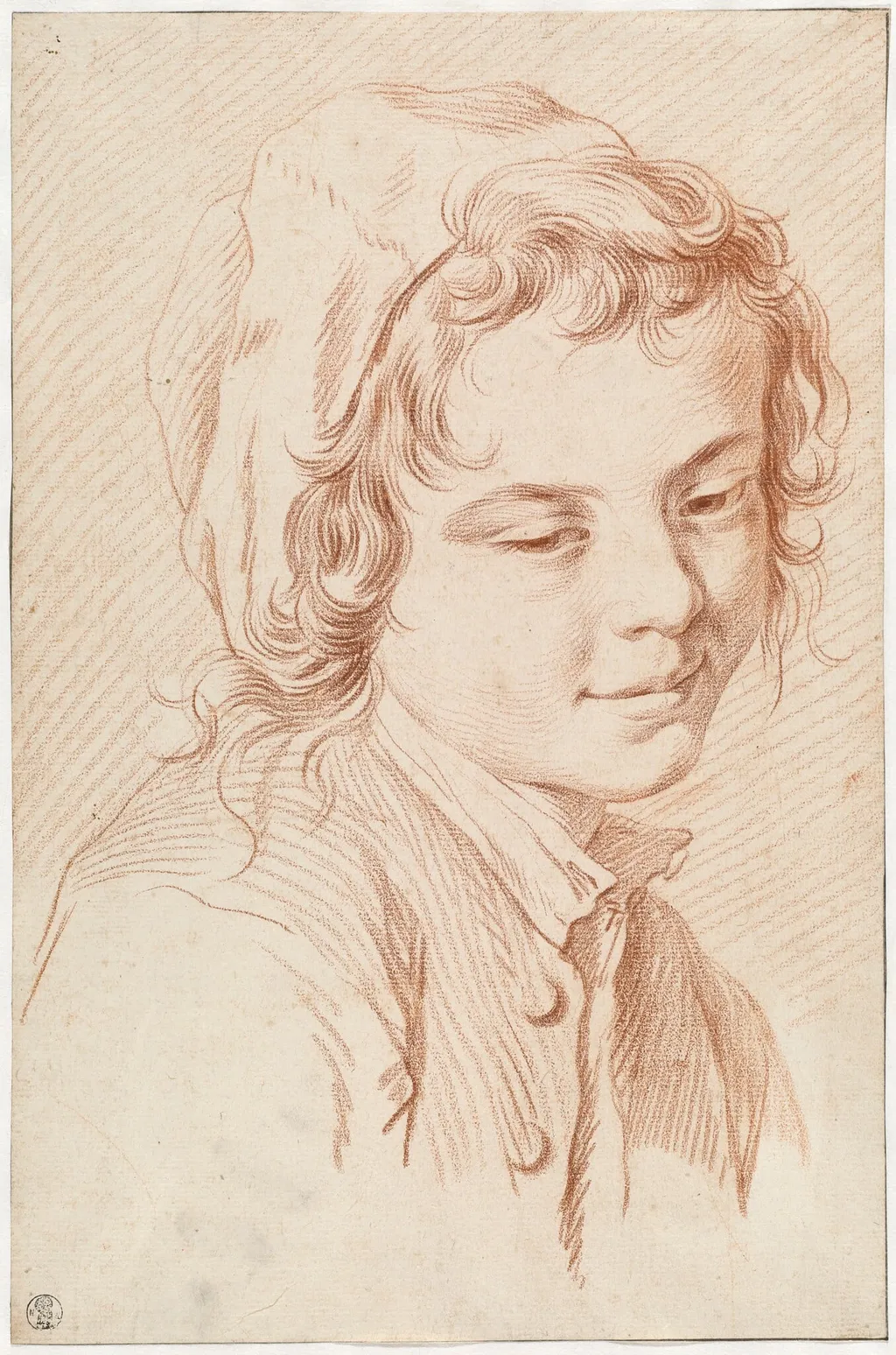 Head of a Boy, by Edme Bouchardon, chalk, 1740