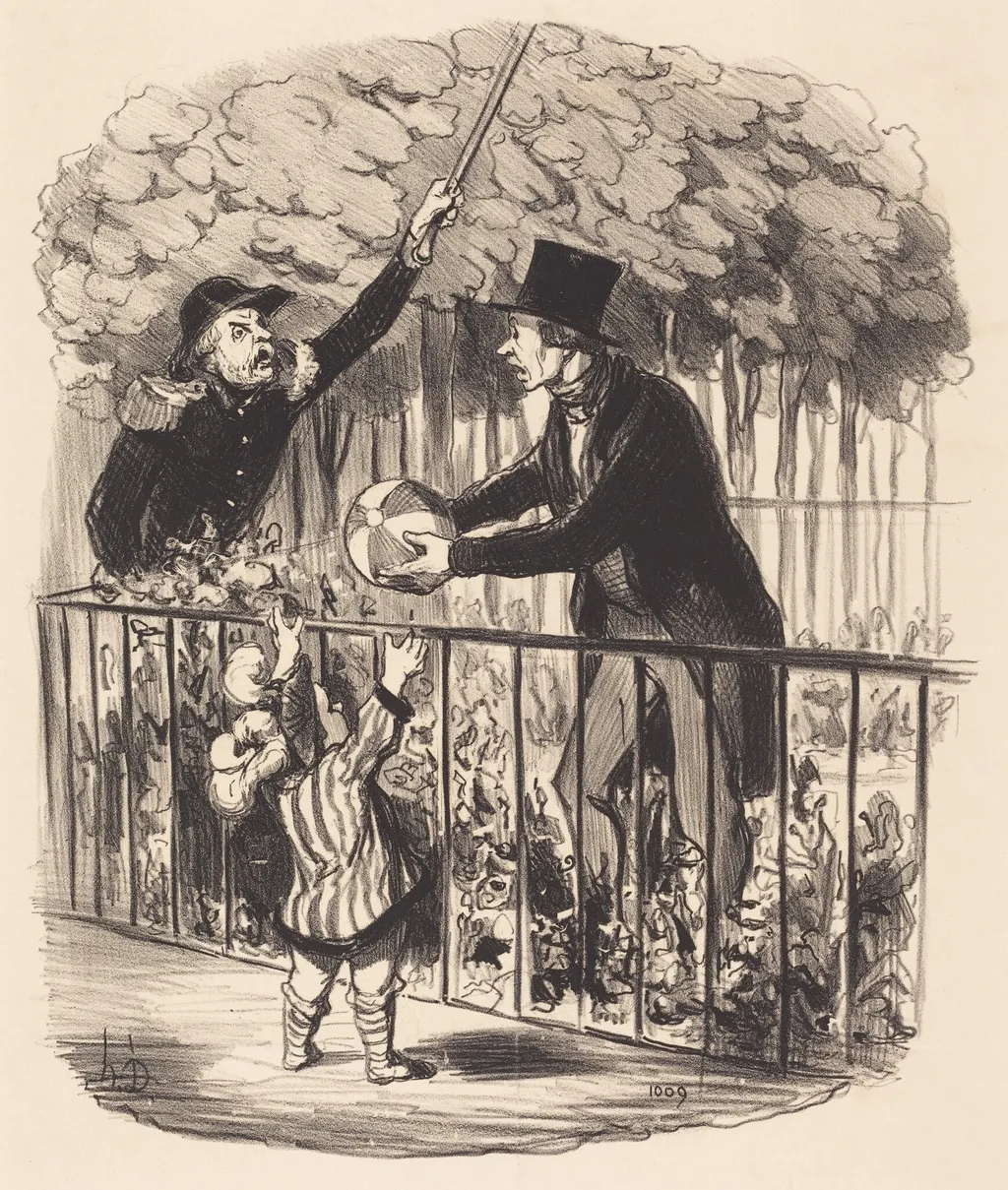 Mais puisque j'vous dis que c'est son ballon..., by Honoré Daumier, ink, 1847