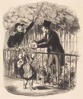 Mais puisque j'vous dis que c'est son ballon..., by Honoré Daumier, ink, 1847