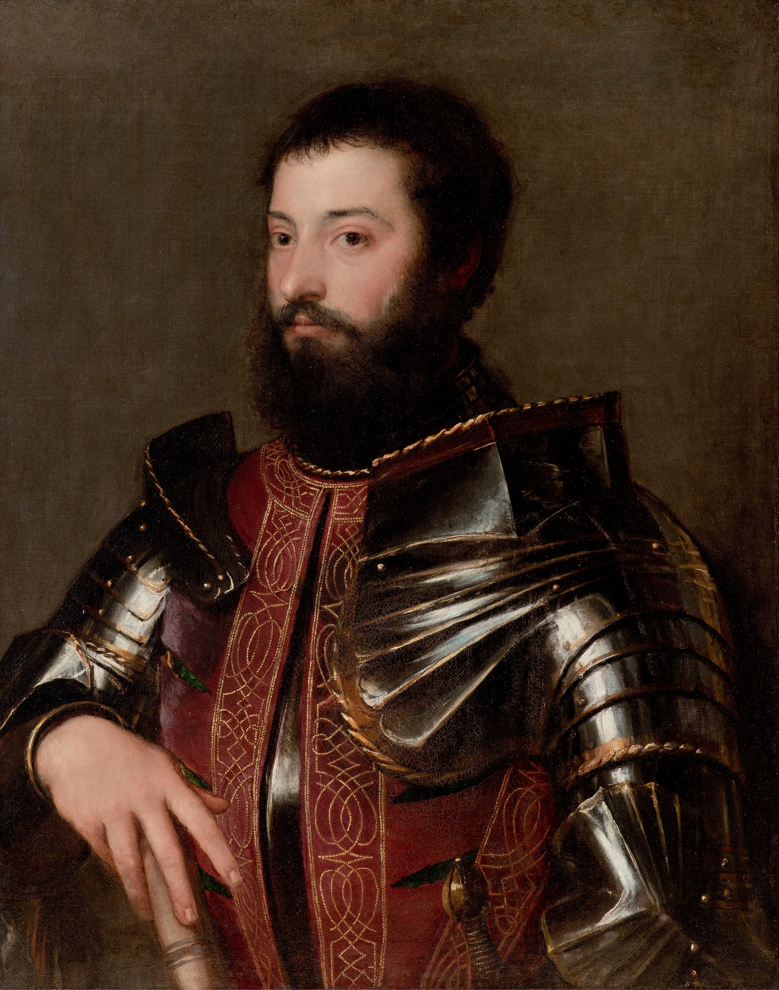 Portrait of a Man in Armor, detail