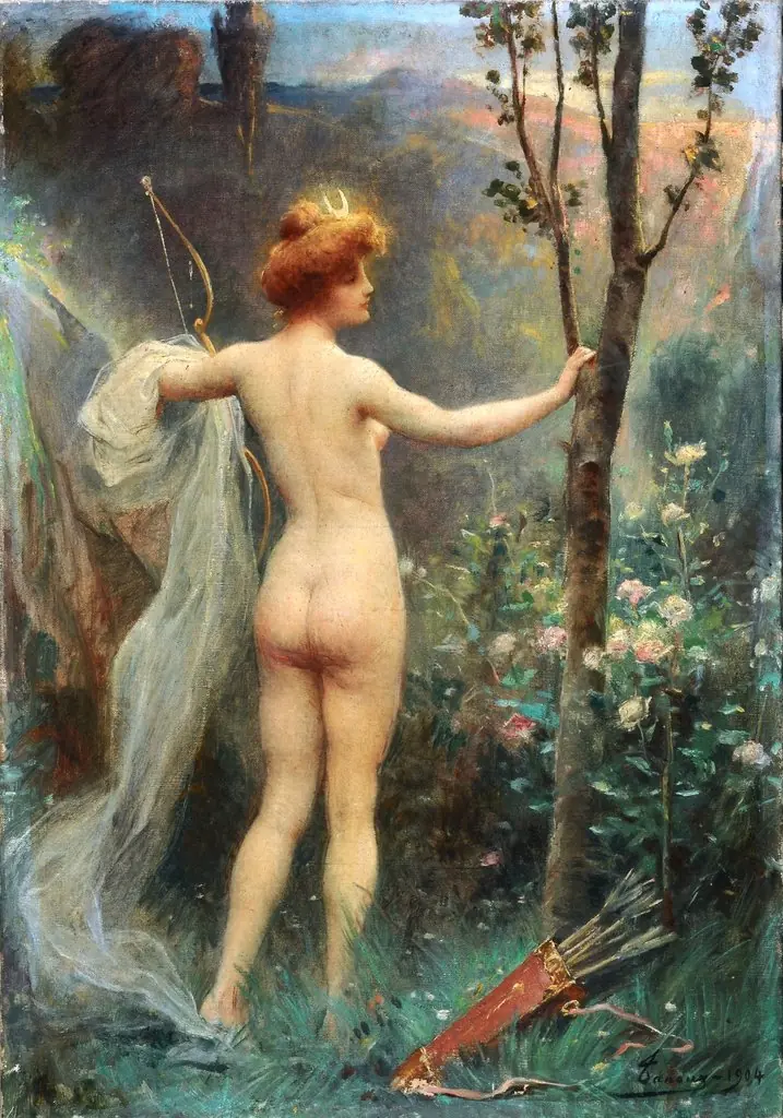 Diana, by Henri Adrien Tanoux, oil, 1904
