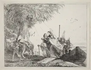 The Holy Family Disembarking, by Giovanni Domenico Tiepolo, ink, 1753
