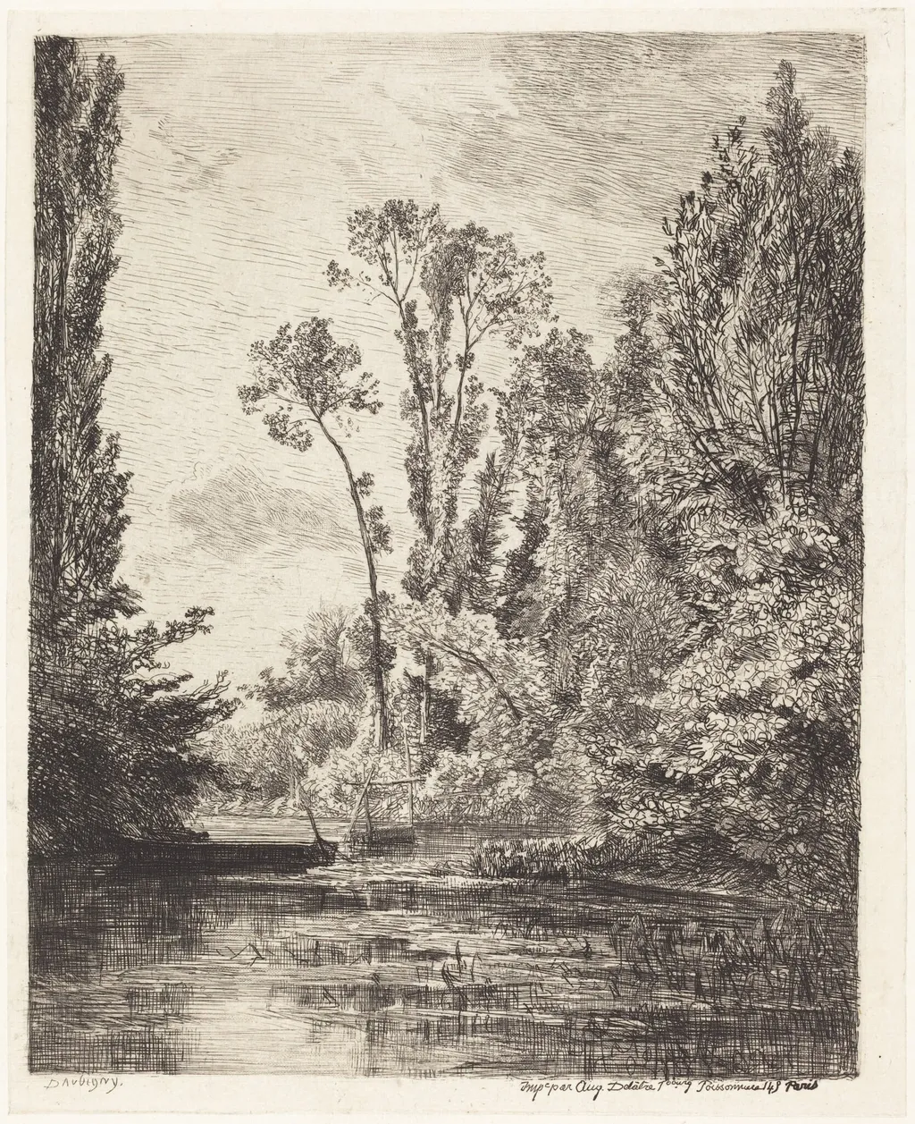 The Virgin Islands in Bezons (Les Iles vierges a Bezons), by Charles François Daubigny, ink, 1850