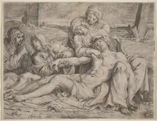 Pietà (the "Christ of Caprarola"), by Annibale Carracci, ink, 1597