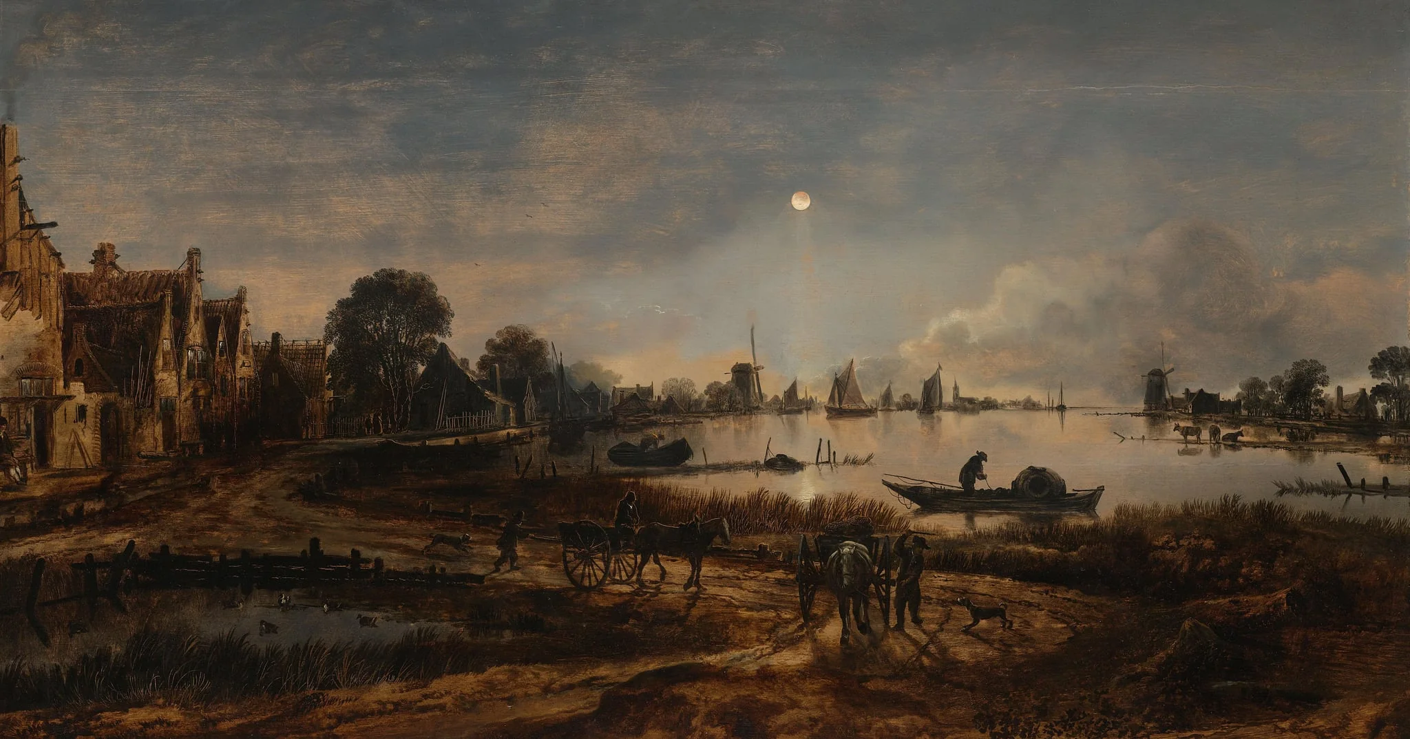 River View by Moonlight, detail