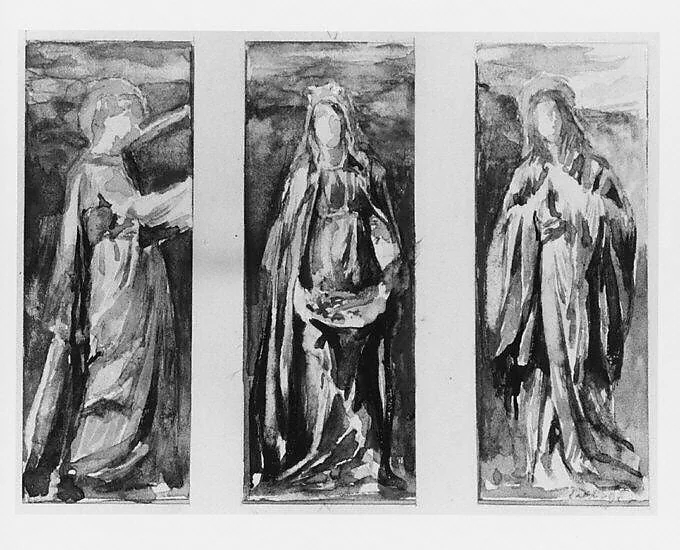 Three Saints (Alternate Study for Chapel Windows, Caldwell House, Newport), detail