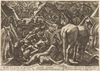 Gideon Frightens His Enemies in Their Camp, by Antonio Tempesta, ink, 1613