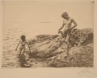 Seaward Skerries, by Anders Zorn, ink, 1913