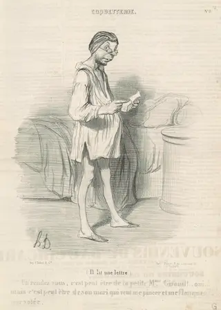 Un rendez vous, c'est peut-être de la..., by Honoré Daumier, ink, 1840